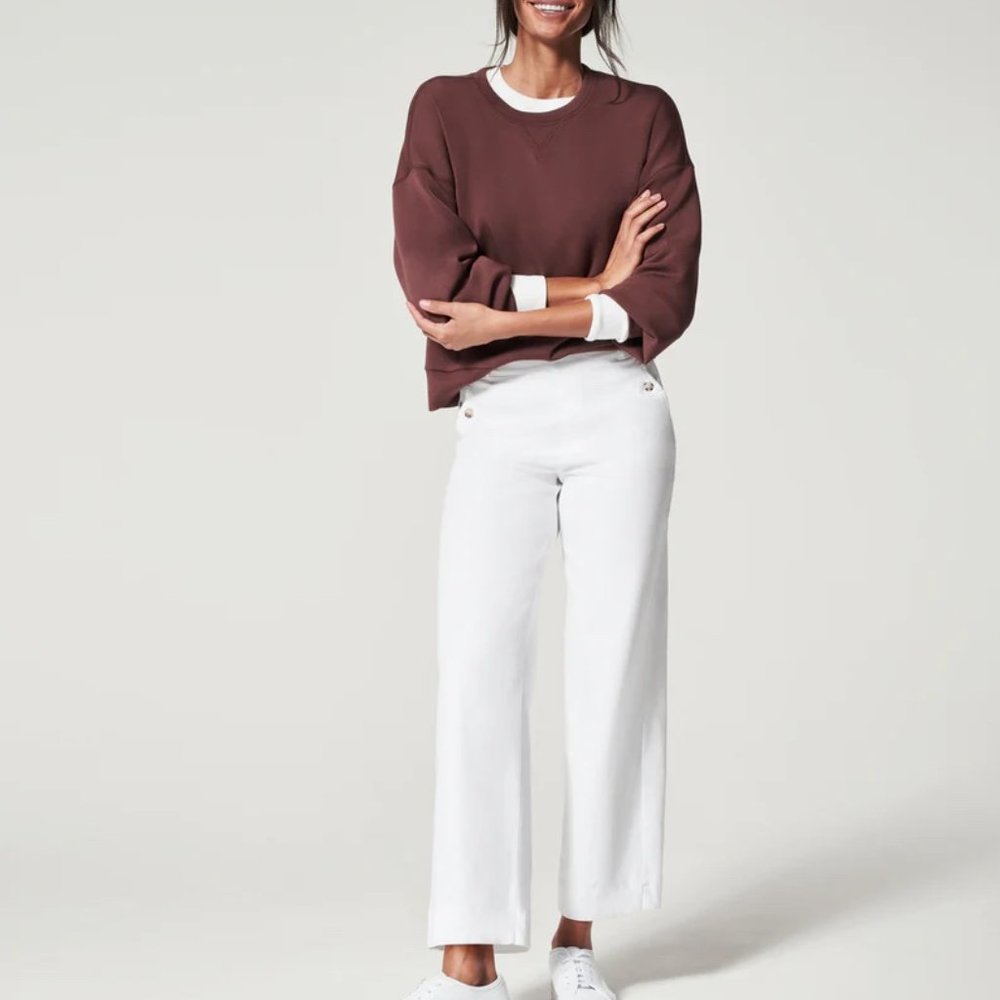 Stretch Twill Cropped Wide Leg Pant {SPANX}